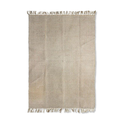 Tapis en jute et coton beige 190 x 290 cm