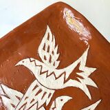 Glazed terracotta pocket tray, bird decor