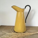 Mustard yellow enamelled sheet metal pitcher