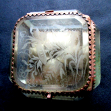 Art nouveau jewelry box, 5 beveled crystal walls and brass