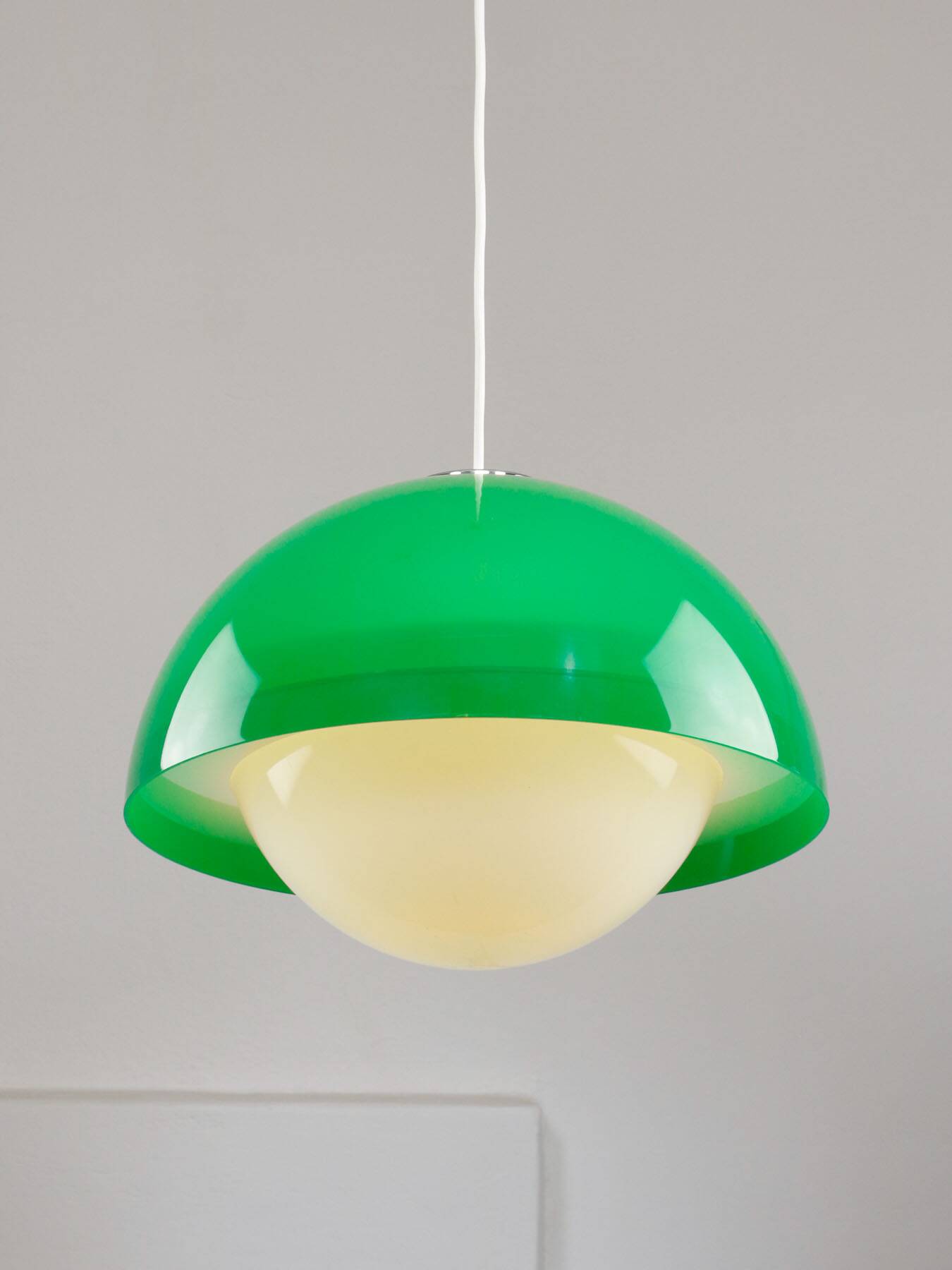 Italian Space Age Pendant in Brass and Acrylic Glass, 1970s