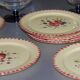 Eleven vintage plates in fine earthenware from Longchamp, Padua model.
