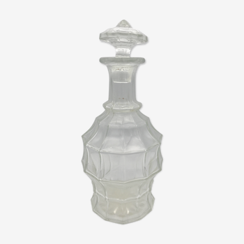 Ancienne carafe à liqueur en verre avance facette et bouchon - 27 cm