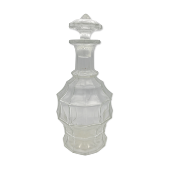 Old faceted glass liqueur carafe and stopper - 27 cm