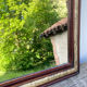 Mirror louis philippe old nineteenth in brown and beige wood