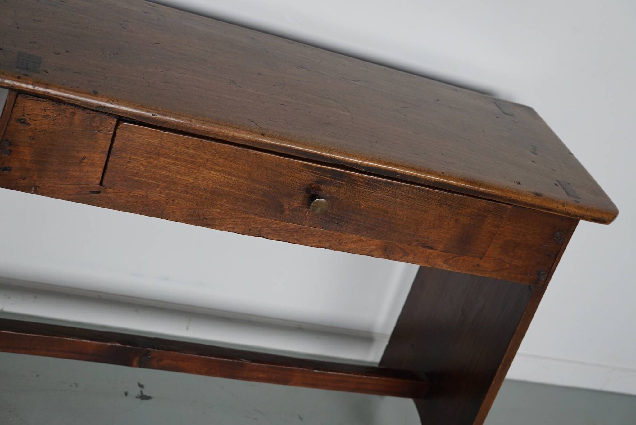 Antique rustic farmhouse fruitwood side table, France, 19th century