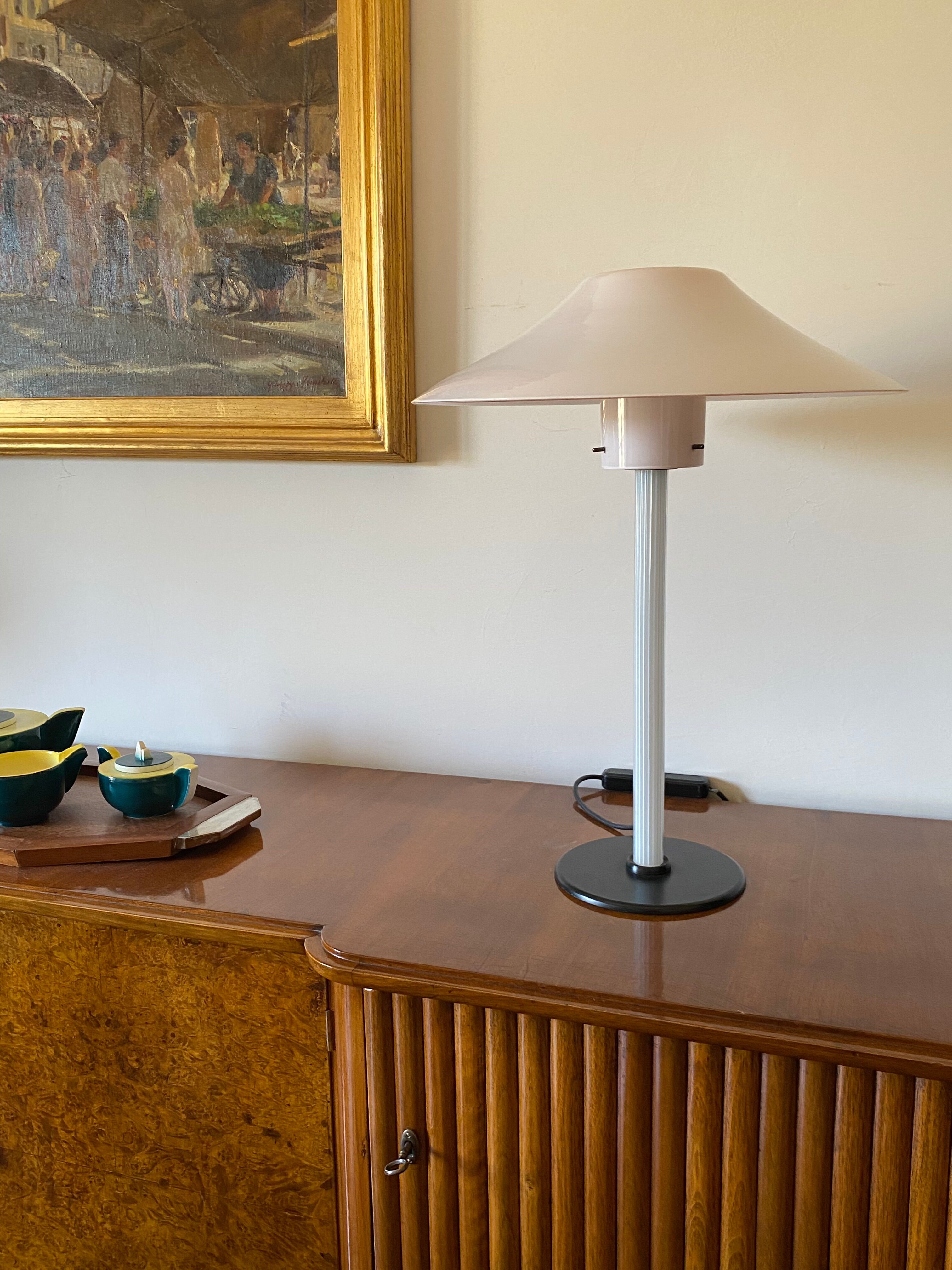 Cini Boeri, 2 Pink glass "Chiara" Table Lamp, Venini Murano, Italy, 1984