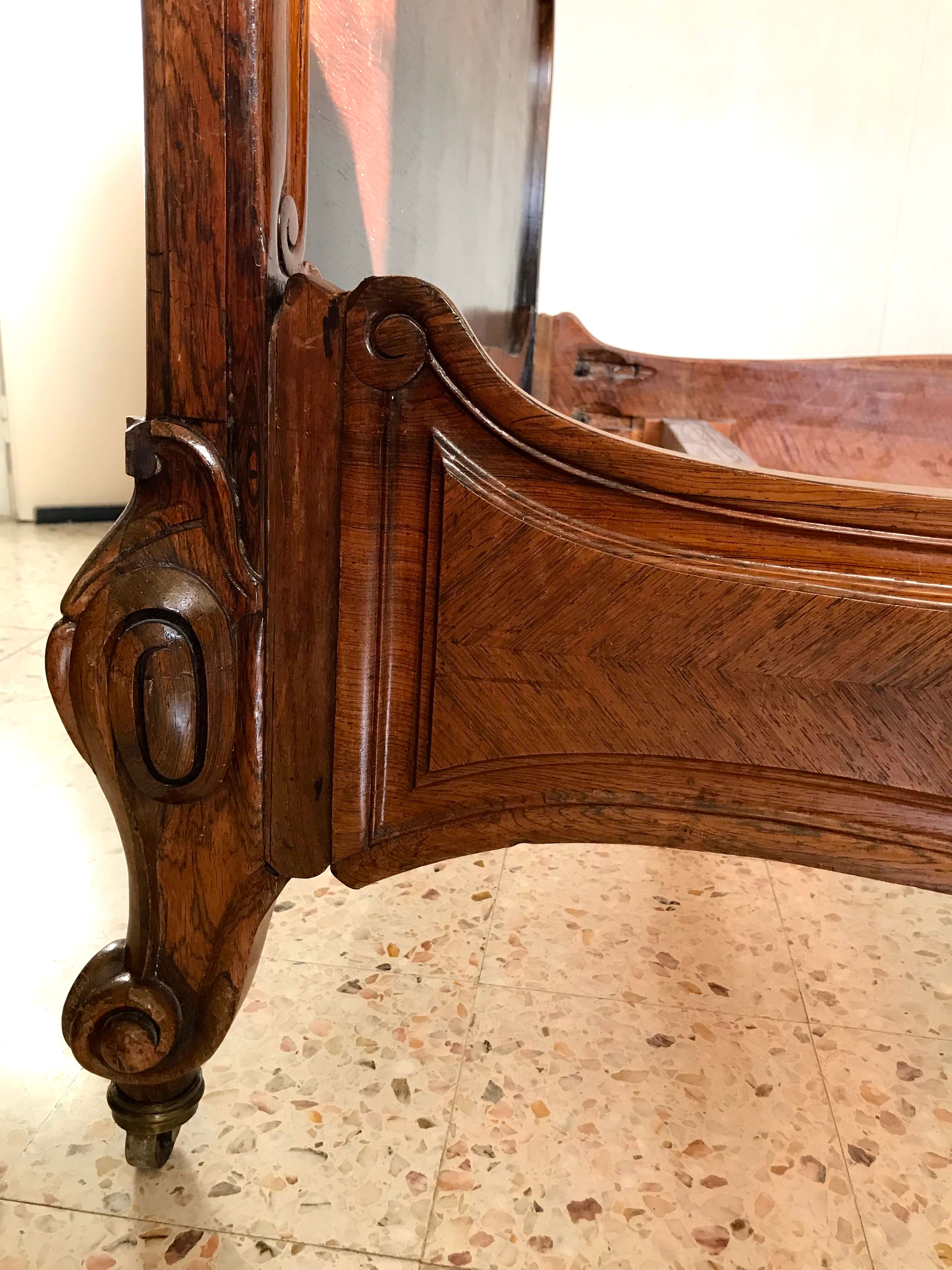 Old wooden bed nineteenth century rocaille style sign camus clermont ferrand