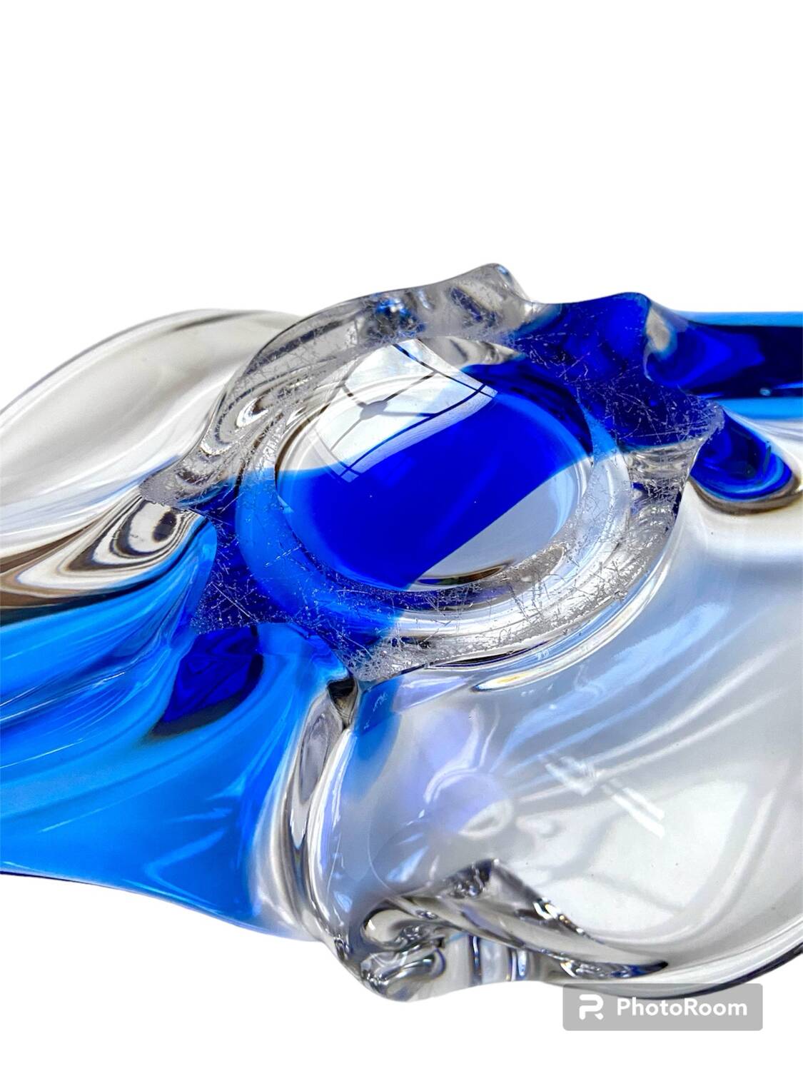 Murano Sommerso glass fruit bowl / centerpiece (1960s/70s)