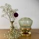 Vintage art deco globe table lamp in mint and gold glass