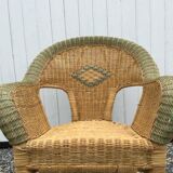 Rattan and bamboo armchair