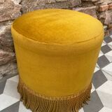 Pouf en velours moutarde, années 60-70