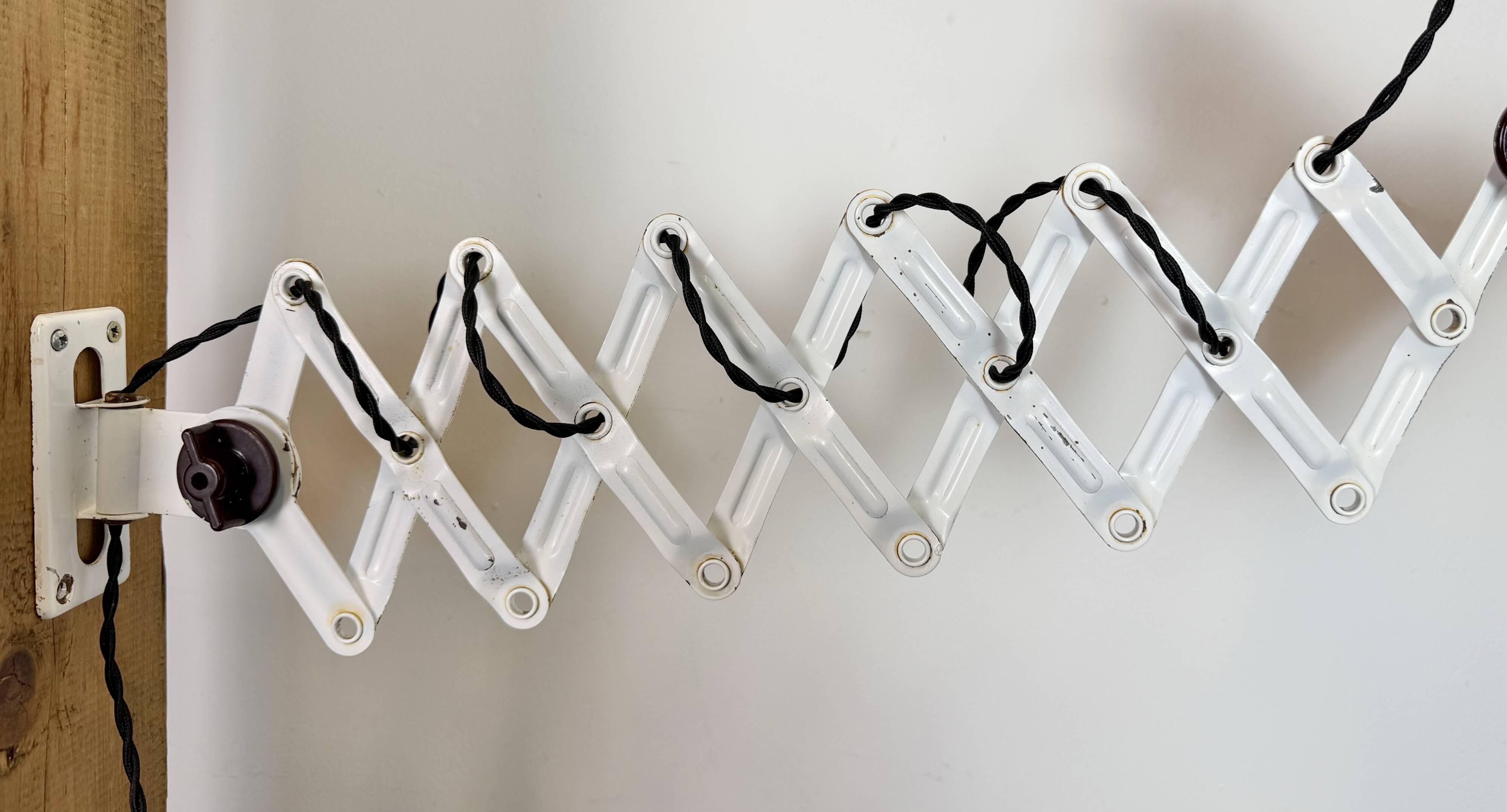 Industrial Black Enamel Scissor Wall Lamp, 1950s