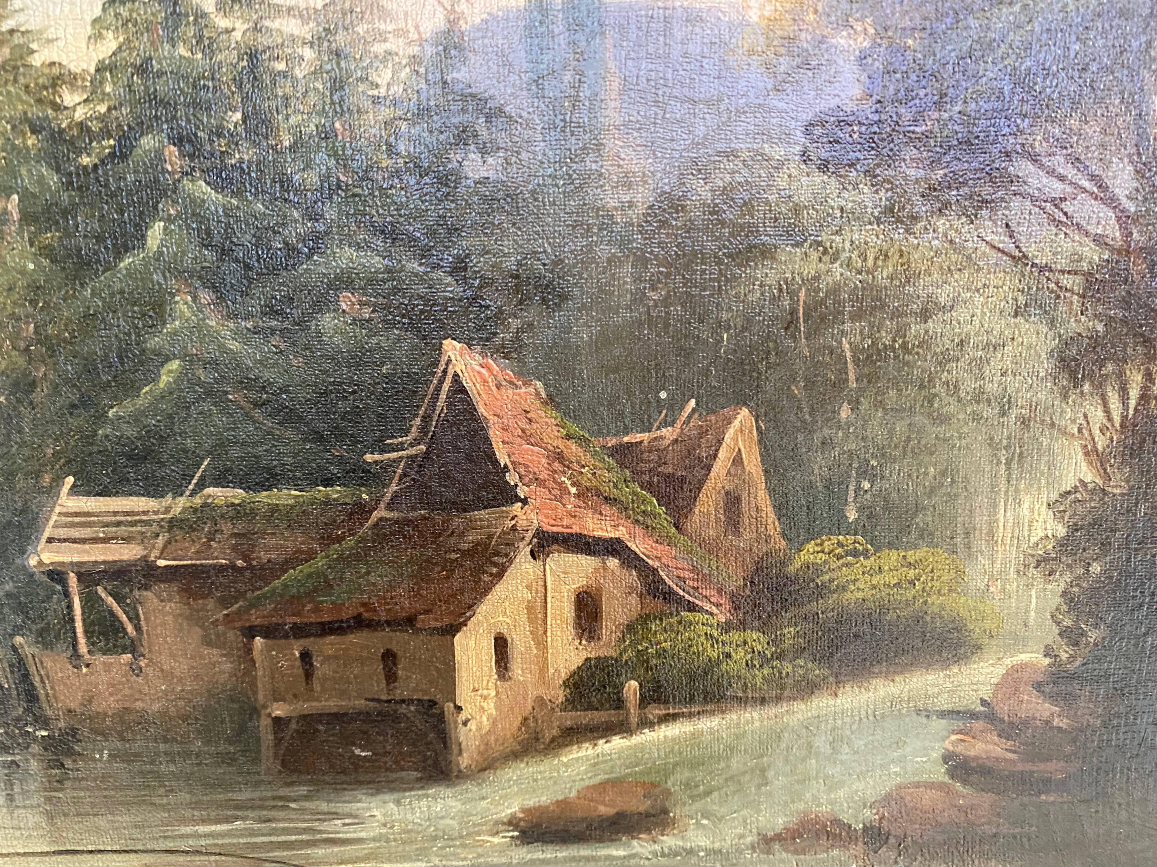 Counterpart of Paintings by Jean Ernest TEXIER (1829-1900) Fisher landscape