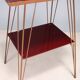 Vintage metal side table with double glass top, Italy, 1960s.