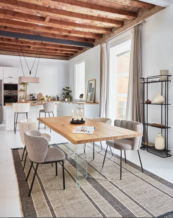 Kave Home table – "Lotty" model Oak & glass – in perfect condition