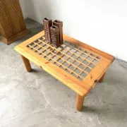 Scandinavian coffee table in solid pine and glass, 1970s