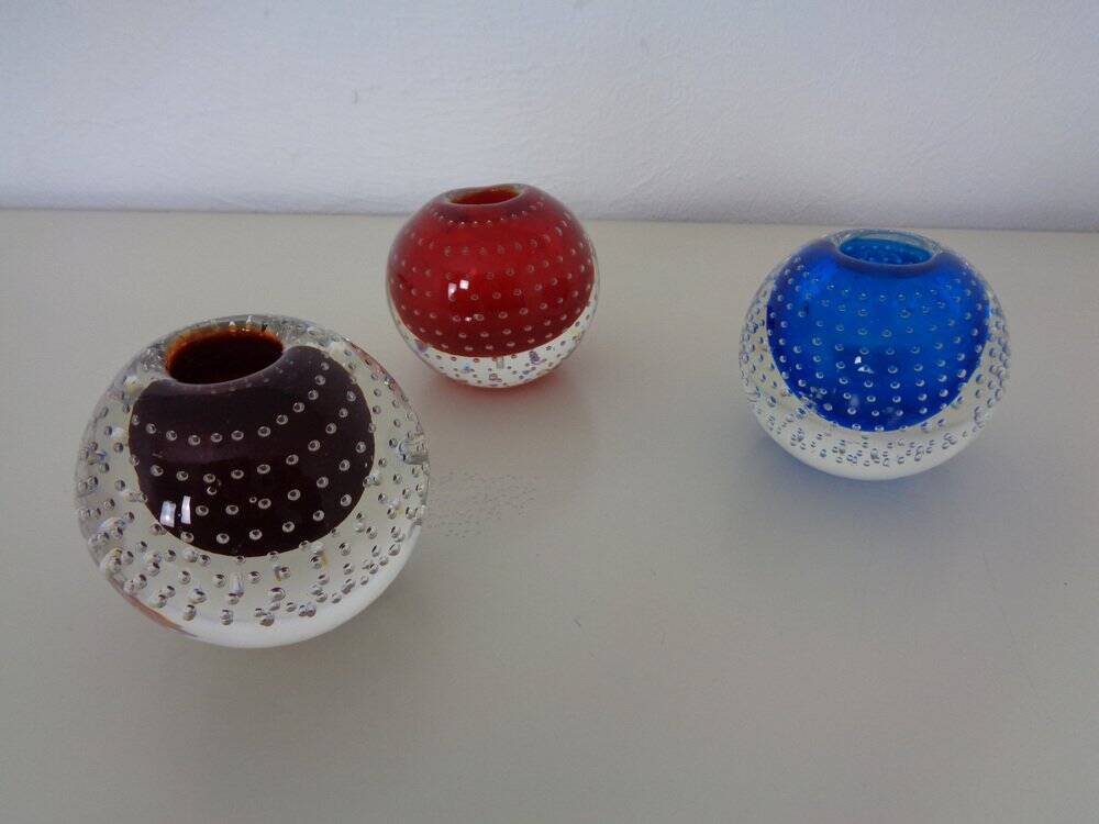 Italian candleholders in Murano glass, 1950s, set of 3.