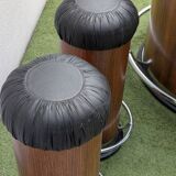Rare : Bar Demi Lune Art déco Palissandre Marbre circa 1950 / 3 tabourets
