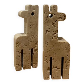 Pair of travertine giraffes, Fratelli Mannelli, Italy, 1970s