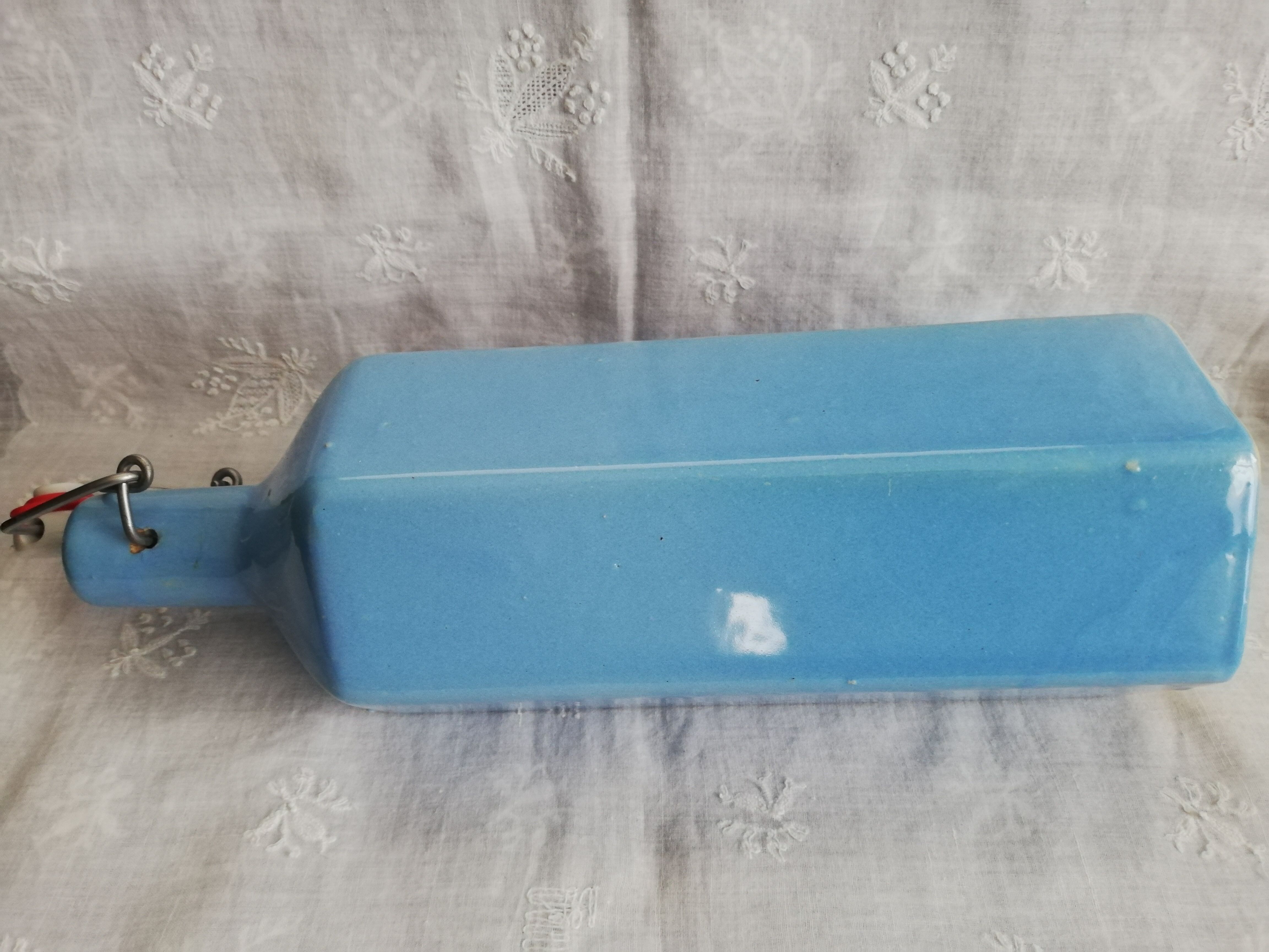 Blue ceramic hot water bottle