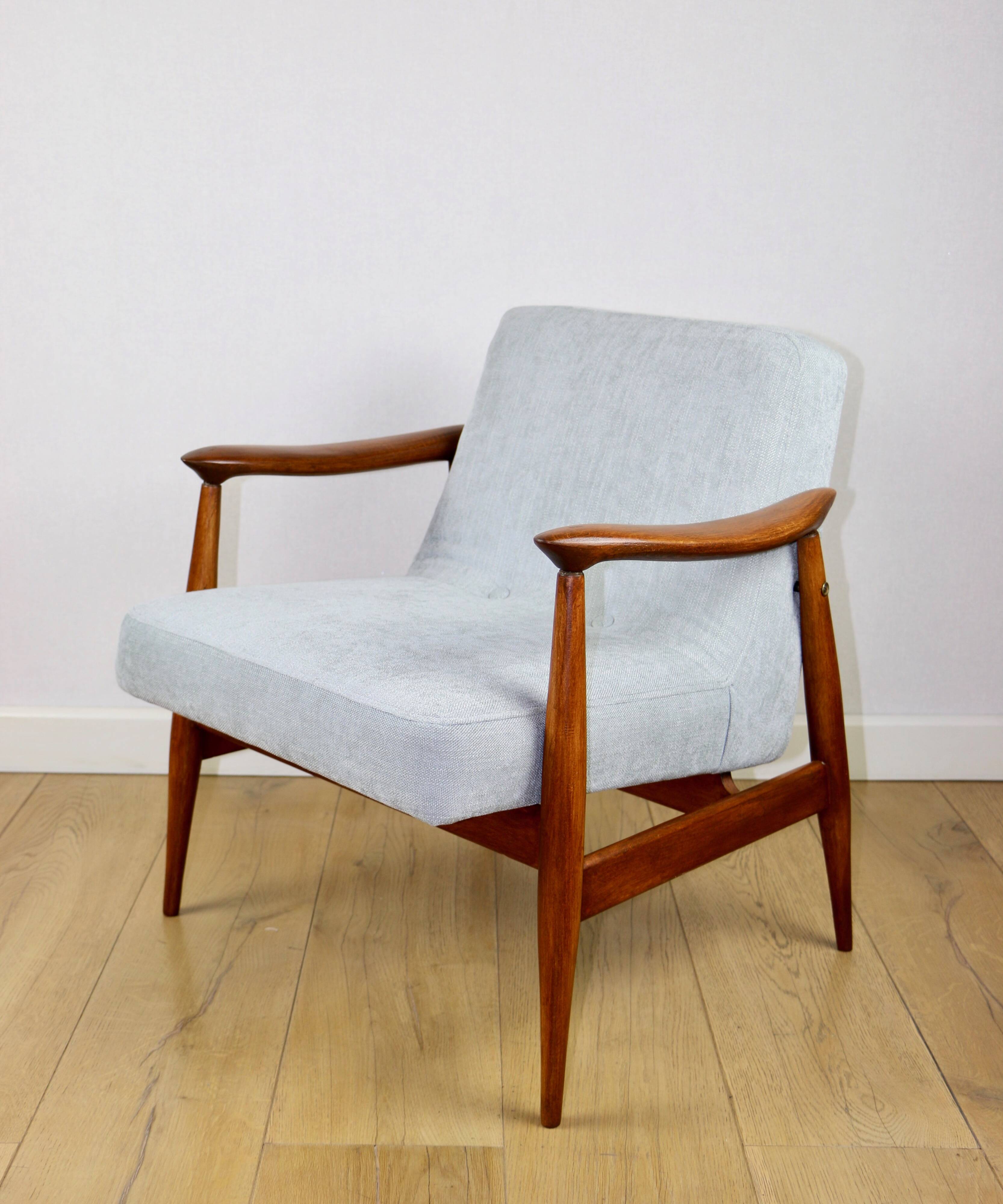 Light Blue GFM63 Lounge Chair by J. Kedziorek, 1970s