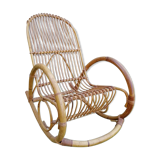 Rocking-chair in rattan and bamboo from the 60/70