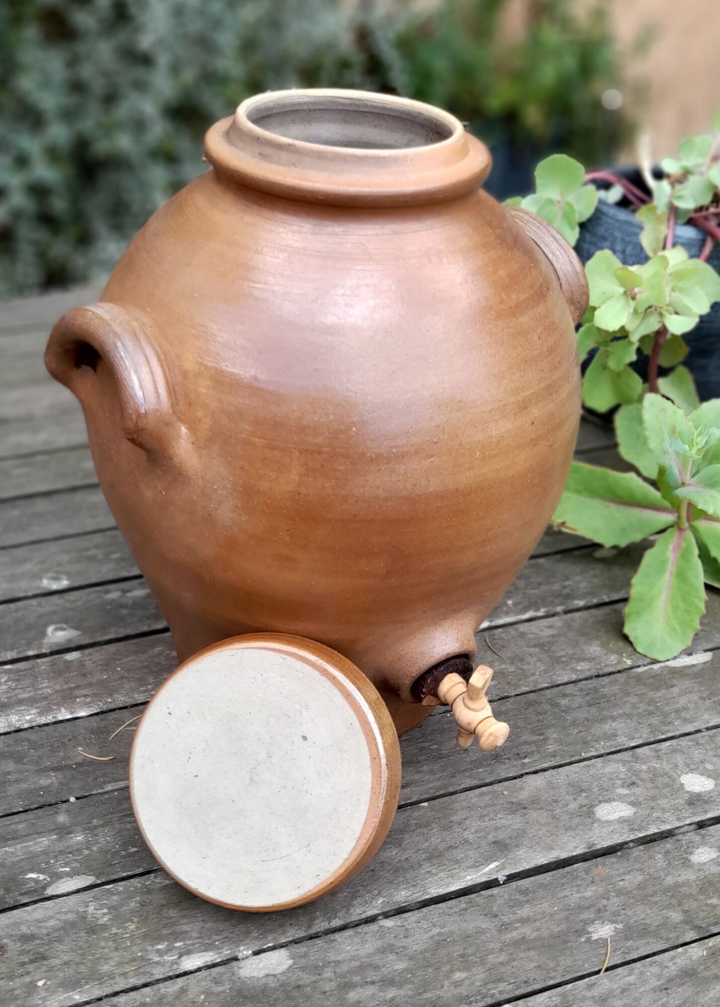 Vinaigrier in sandstone, pottery of the Mottes (La Puisaye), handmade - 7 liters