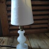 Bedside desk lamp base alabaster lampshade pearl