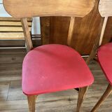 Ensemble de 4 chaises en bois et vinyle rouge