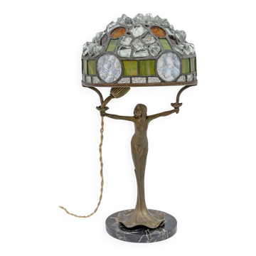 Lampe de table Art Nouveau française « style Tiffany », années 1930