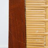 4 wooden Art Deco design dining chairs with a wicker seat and backrest