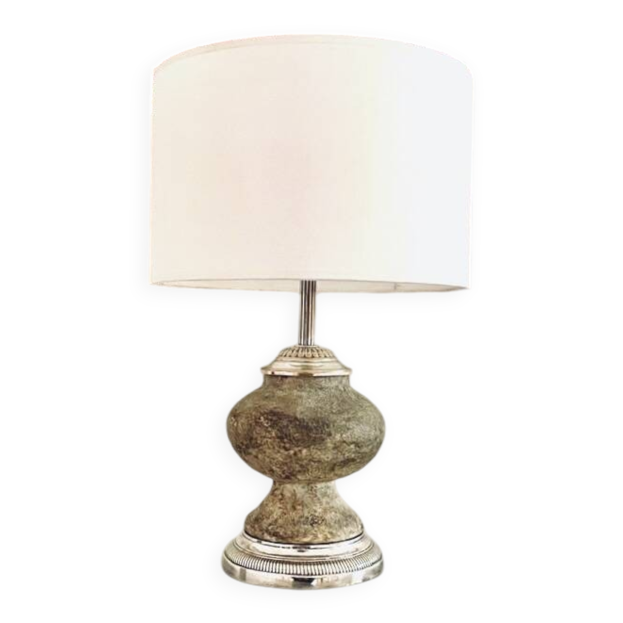 Stone lamp, fabric cable, cotton shade