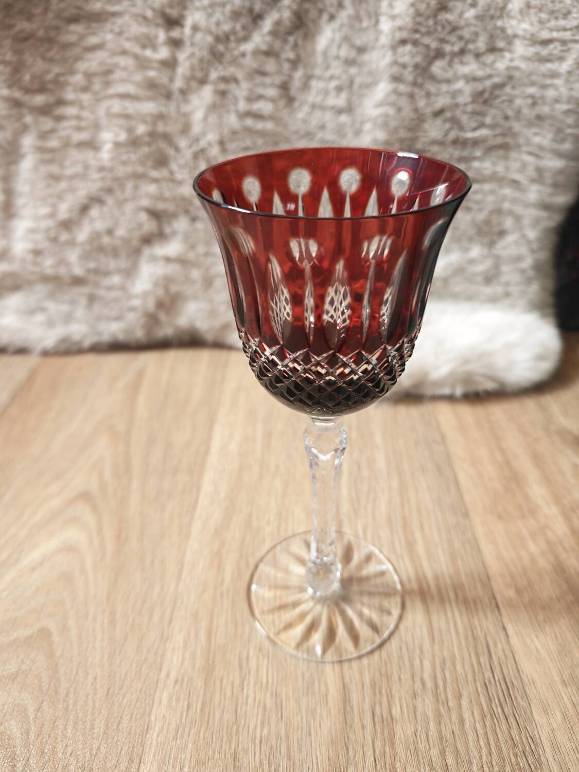 6 large coloured crystal goblets - Saint Louis Bac style
