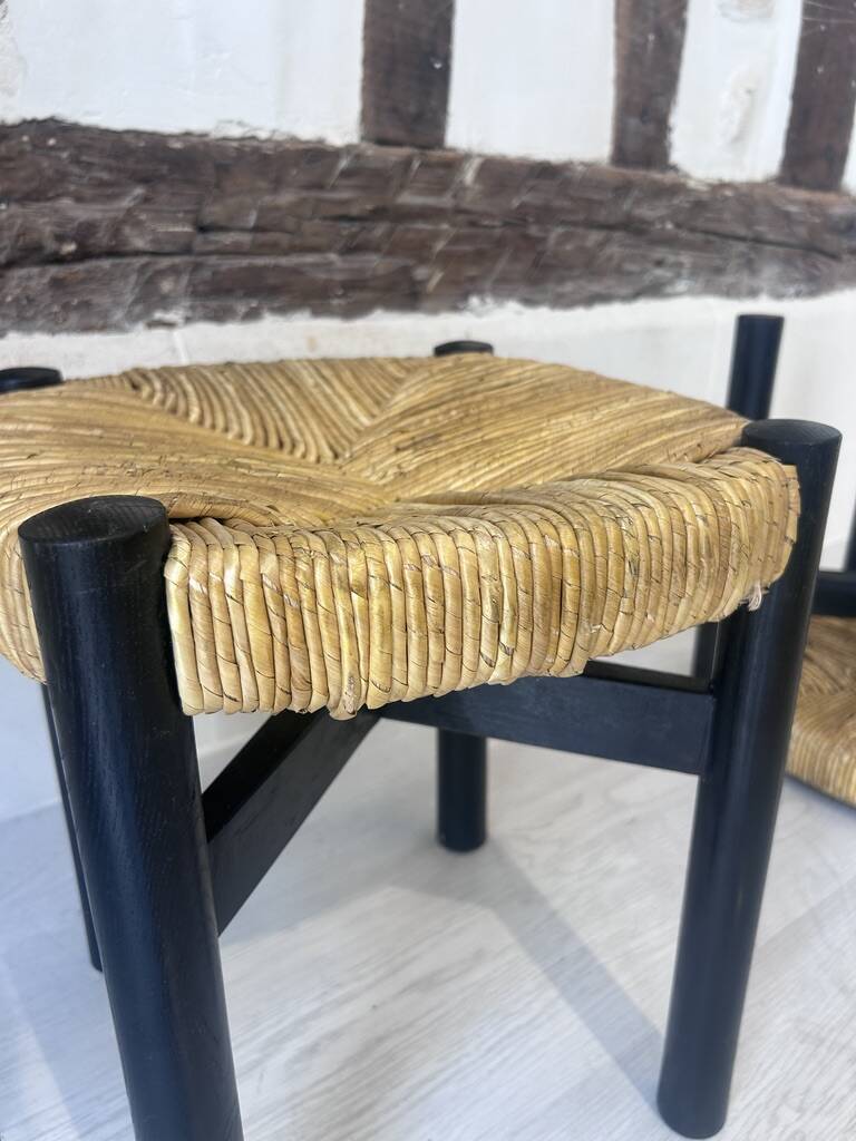2 "Meribel" stools in black by Charlotte Perriand, 1960
