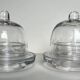 Pair of engraved glass butter dishes