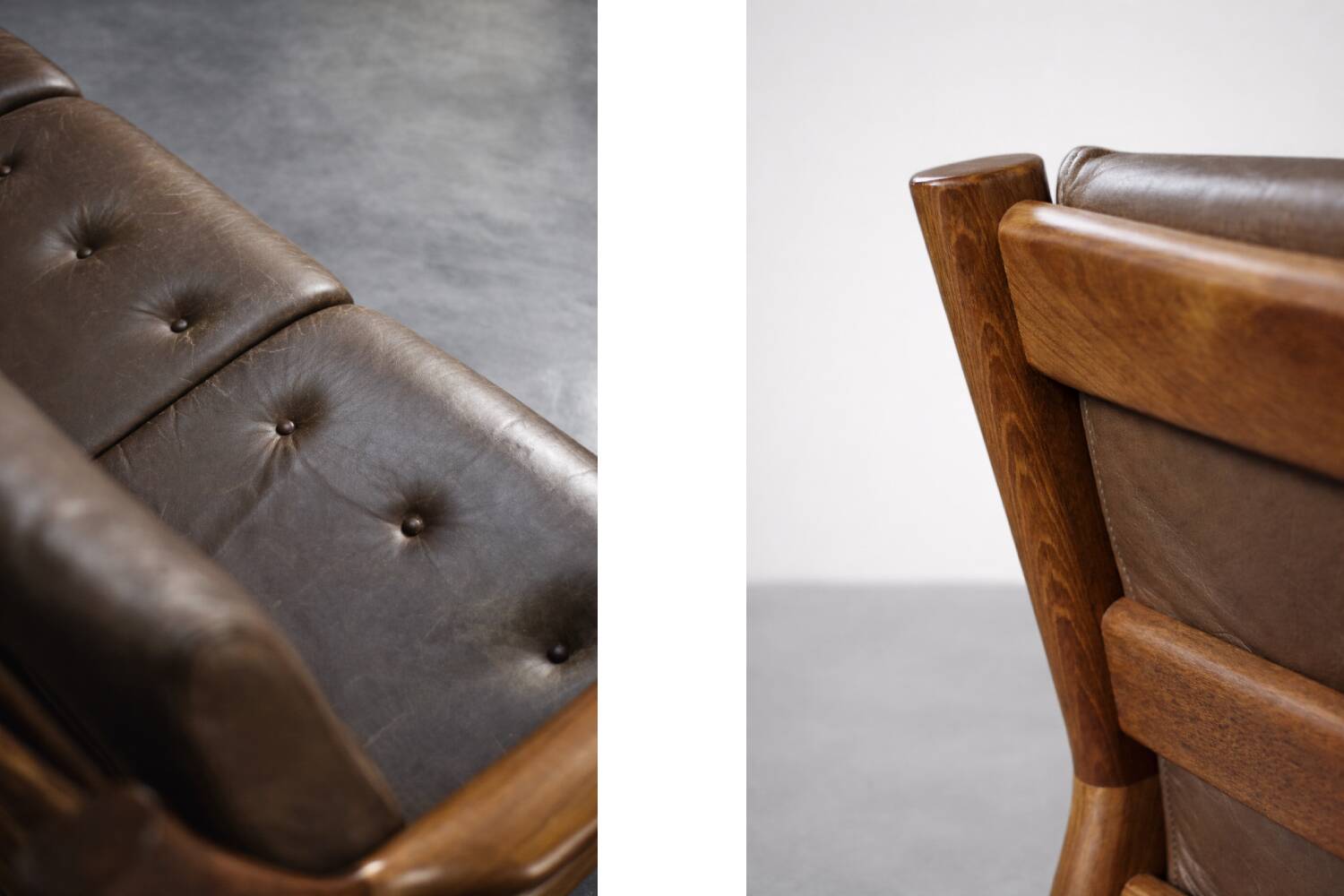 Vintage Mid-Century Danish Modern 3-Seater Brown Leather Sofa by Georg Thams