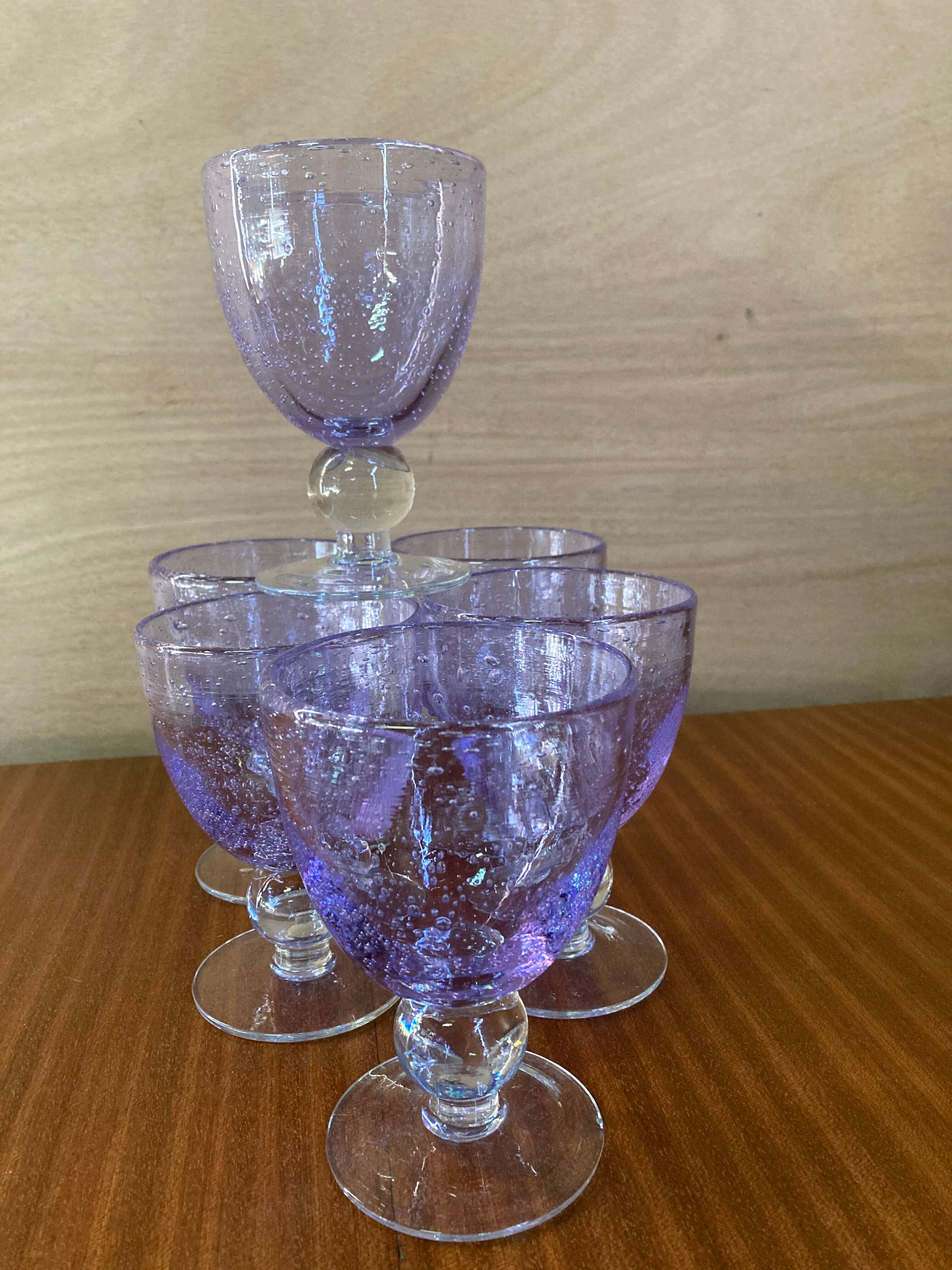 Set 6 handmade blown glasses. Maginific!!!