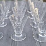 Service de verres coniques pour 4 personnes, cristal taillé à 9 côtes plates