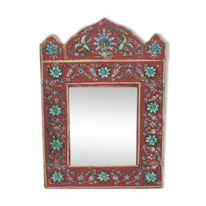 Miroir fixe sous verre decor floral