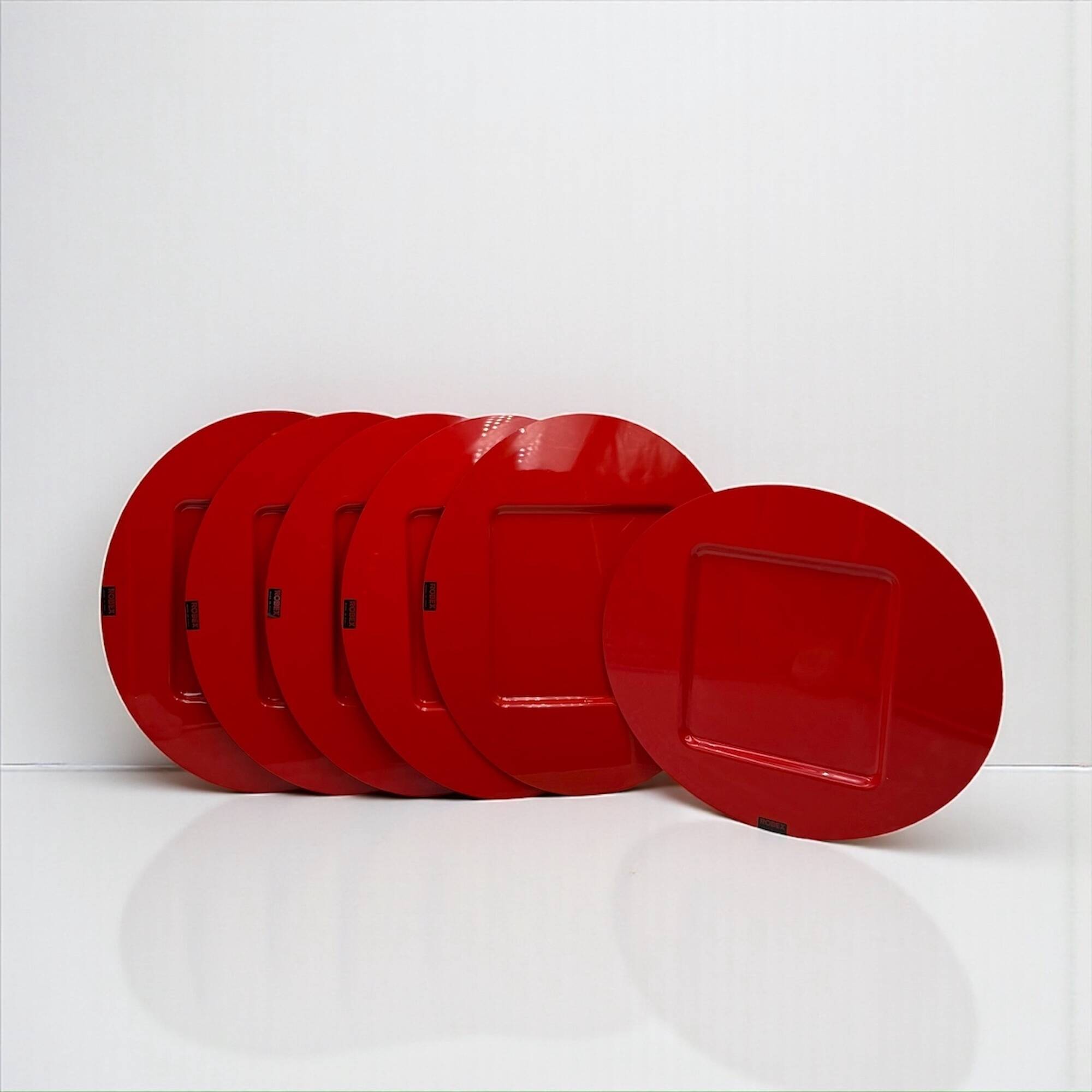 Set de 6 grands sets de table rouges en plastique Robex Italie années 70