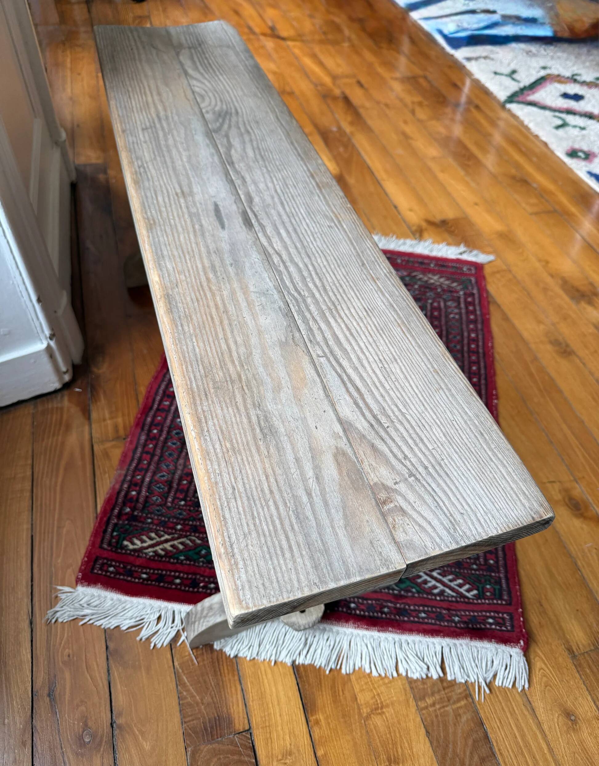 Old school bench in raw wood