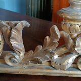 Ancient altar candlestick with gilded wooden cartagloria, 18th century.