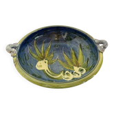 Large Dish with Handles in Handmade Ceramic - Hand-Painted Floral Decoration
