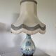 Blue earthenware lamp from the grand feu, bronze and lampshade, 19th century.