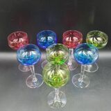 Set of 8 Roemer wine glasses in colored crystal Val Saint Lambert Mod "Saumur"