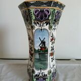 Petrus Regout Maastricht ceramic vase, with scenes of sails and mill