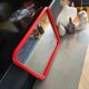 Vintage square mirror in red lacquered metal 60x60.