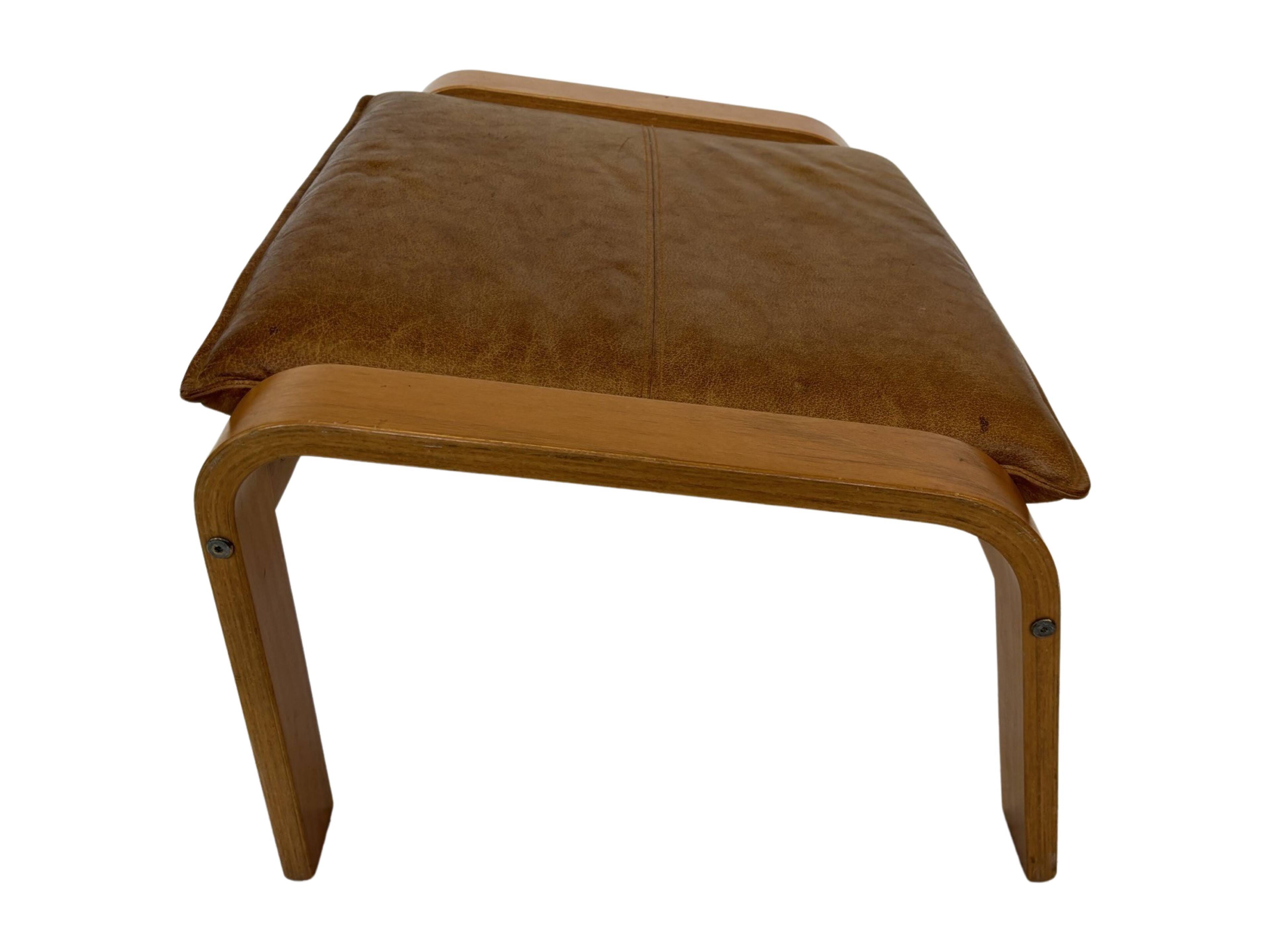 Vintage ikea poang tan cuir cantilever repose-pieds ottoman design