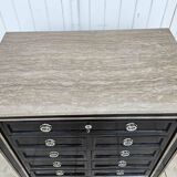 Commode Art Déco à 9 Tiroirs En Laque Et Bronze Nickelé